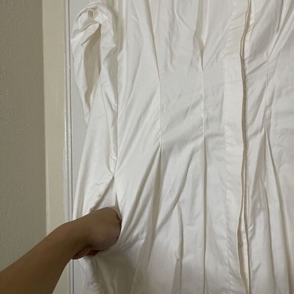 ZERO + Maria Cornejo ivory white long sleeve button down cotton dress US 4 - Picture 3 of 12